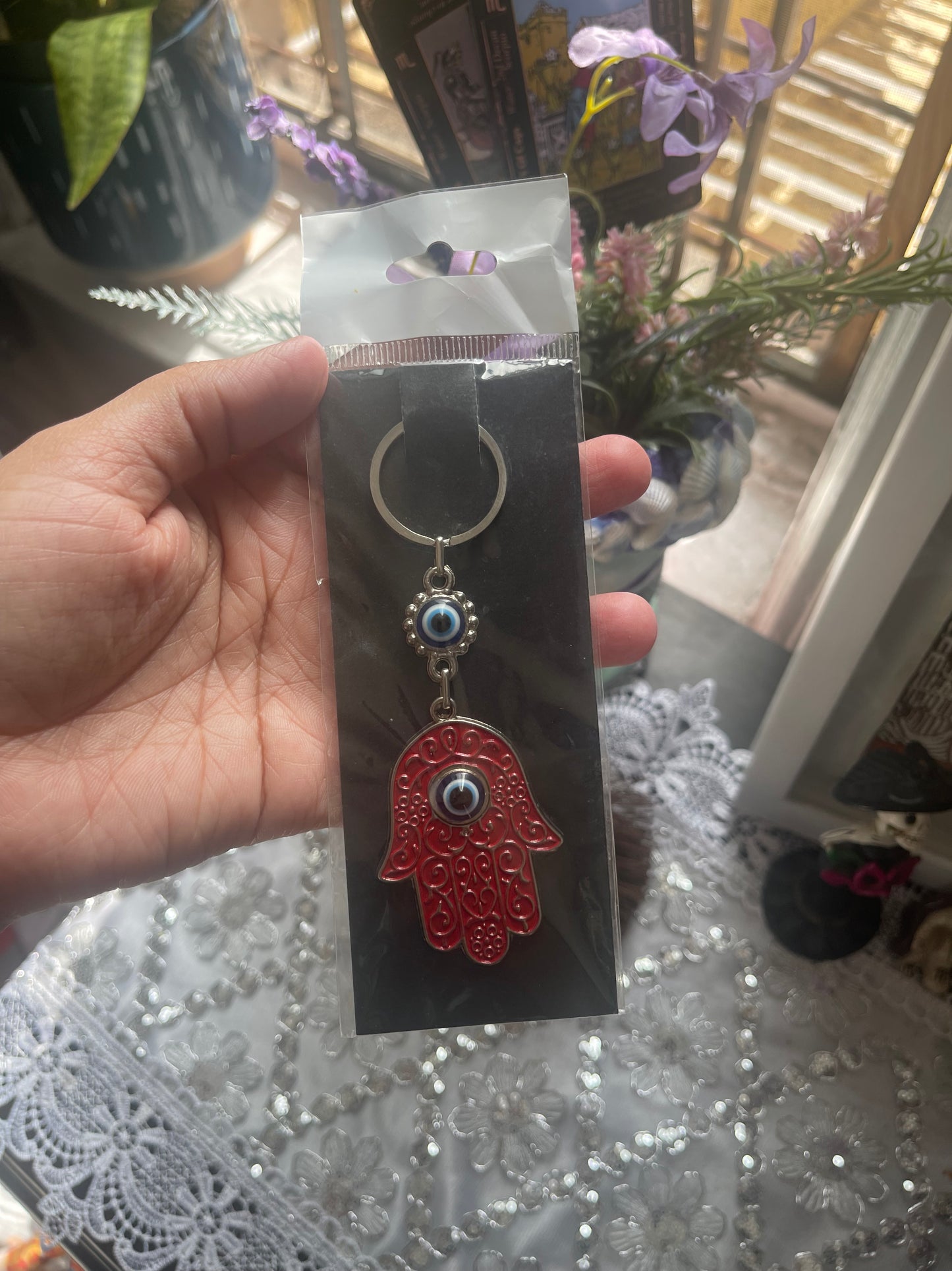 Evil Eye Hamsa Keychain Turquoise