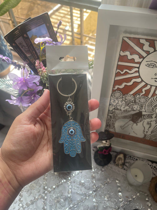 Evil Eye Hamsa Keychain Turquoise