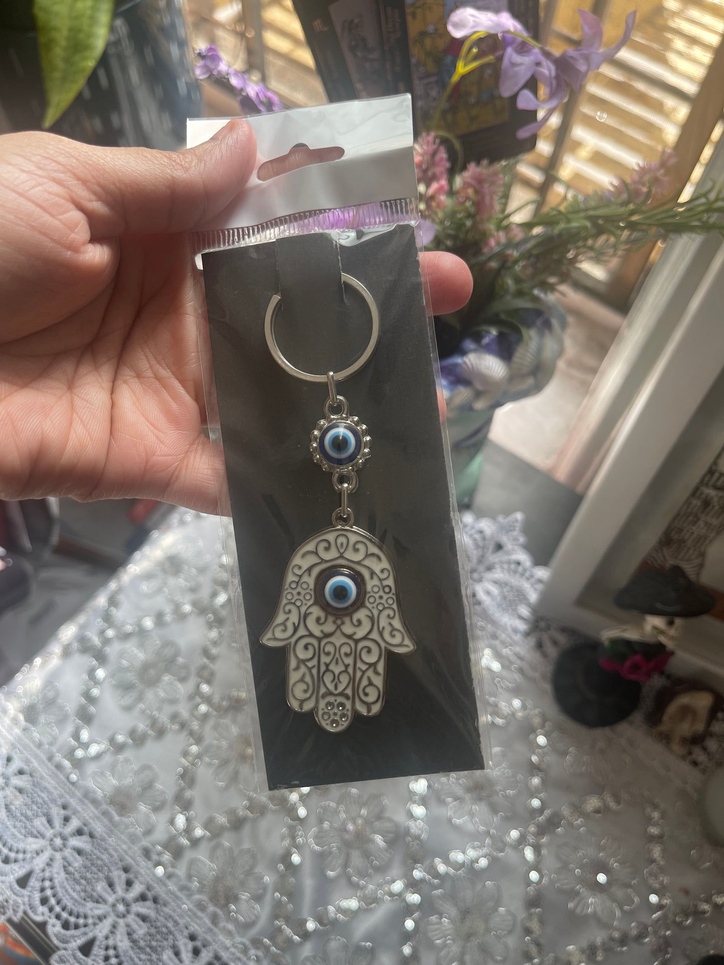 Evil Eye Hamsa Keychain Turquoise